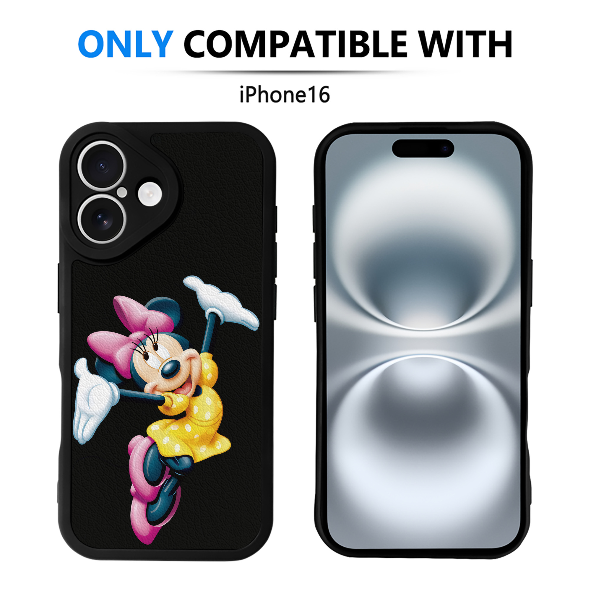 （画像用） ミッキーマウス Mickey Mouse 【iPhone 16シリーズ対応】シリコンスマホケース（レザー調） 材質：シリコン